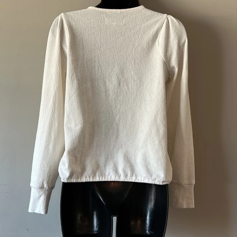 Madewell texture & thread puff sleeve faux wrap top CREAM size XS